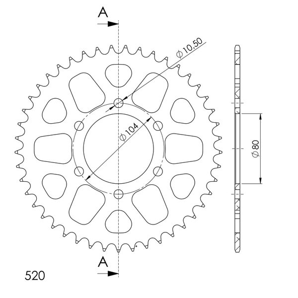 Supersprox Alu Rear sprocket KA Black 45