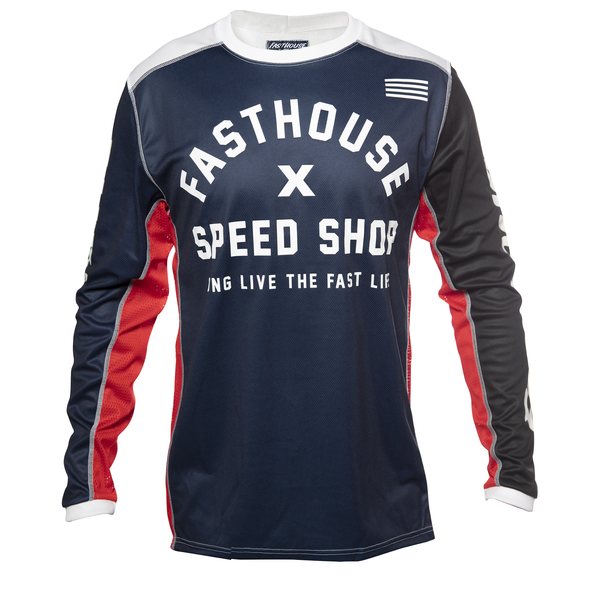 Fasthouse JERSEY HERITAGE, ADULT, L, BLACK WHITE RED BLUE