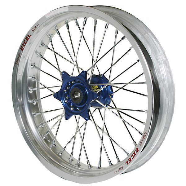 Haan Wheels Complete Wheel, 2,15, 18", REAR, SILVER BLUE, Yamaha 03-20 WR450F, 03-08 YZ450F, 99-07 WR250, 17-19 WR250, 01-20 WR250F, 08-20 WR250R, 99-20 YZ250, 01-08 YZ250F, 99-07 WR125, 99-20 YZ125, 99-00 WR400F, 01-02 WR426F, 99 YZ400F