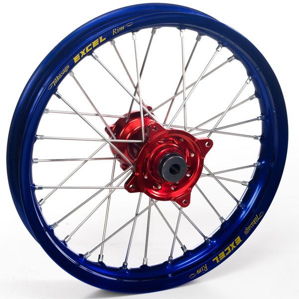 Haan Wheels Complete Wheel, 2,15, 19", REAR, BLUE RED, Yamaha 03-20 WR450F, 03-08 YZ450F, 99-07 WR250, 17-19 WR250, 01-20 WR250F, 08-20 WR250R, 99-20 YZ250, 01-08 YZ250F, 99-07 WR125, 99-20 YZ125, 99-00 WR400F, 01-02 WR426F, 99 YZ400F