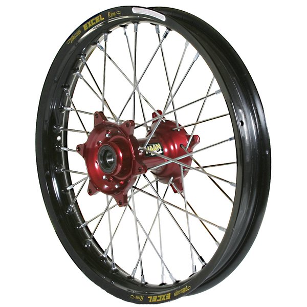 Haan Wheels Complete Wheel SM, 5,00, 17", REAR, BLACK RED, Husqvarna 05-10 SM-R 450/SM-R 510, 04-10 TC 450/TE 450/TE 510, 04-13 TC 250/TE 250, 11-12 TE 125, 05-09 SM-R 610/SMR 630, 11-13 TC 449/TE 449/TE 511, 06-10 TC 510, 09-13 TE 310