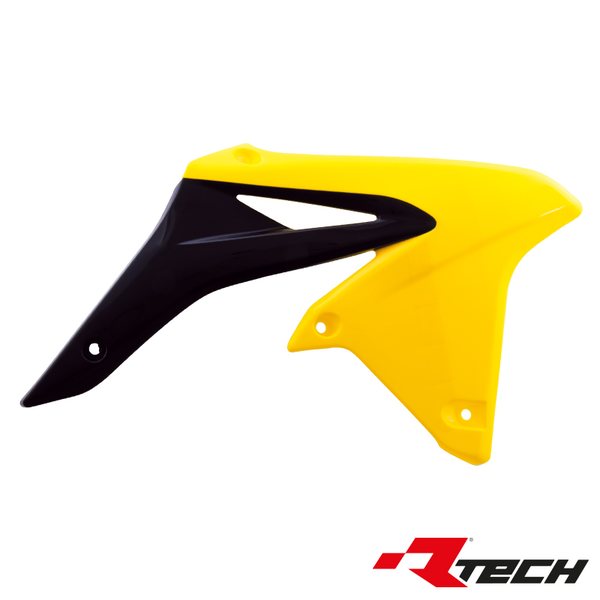 Rtech Radiator Scoops, YELLOW BLACK, Suzuki 10-18 RMX450Z, 08-17 RM-Z450