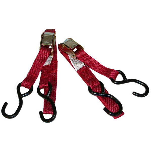 Holeshot Tie Downs with carabiner/snap-hook Red