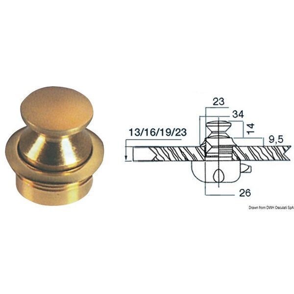 Osculati Polished brass knob 23 mm