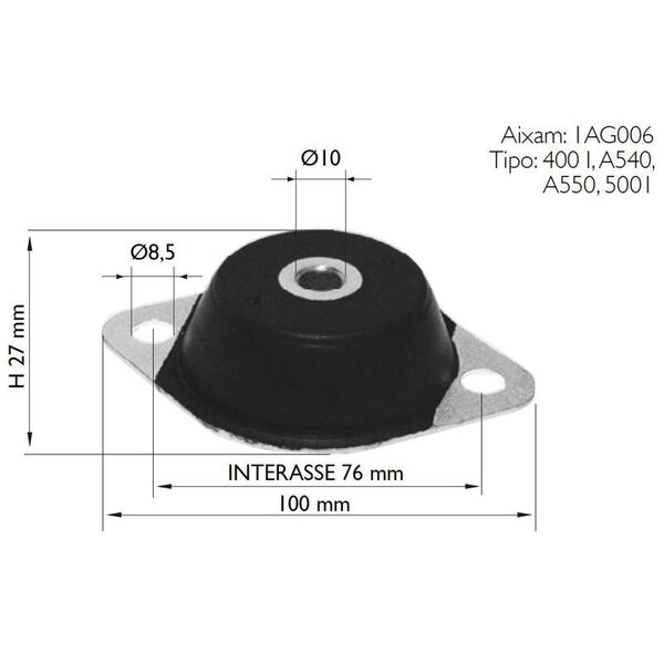 Moottorin kumityyny, Ø10mm, Microcar 97-04, Crossline 05-08, Scouty 05-08