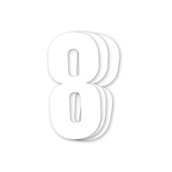Holeshot Numbers 10pcs, 11 X 5 cm, 8, WHITE
