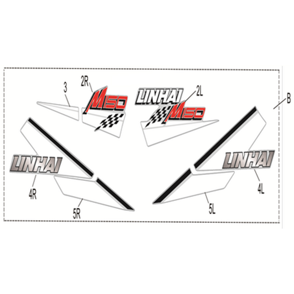 Linhai COMPLETE STICKER SET - LINHAI LOGO (RED/BLUE/VISTA/BLACK PLASTIC) M150