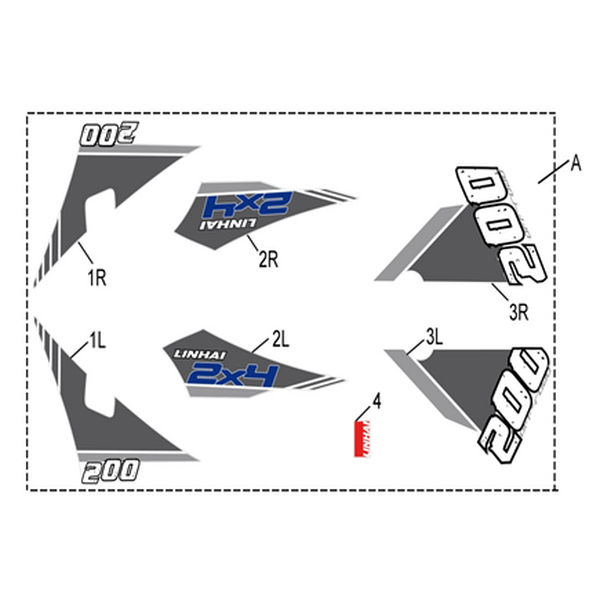 Linhai COMPLETE STICKER SET - LINHAI LOGO ( WHITE PLASTIC) 200
