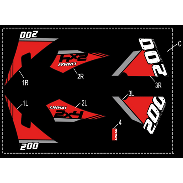 Linhai COMPLETE STICKER SET - LINHAI LOGO (BLACK PLASTIC) 200