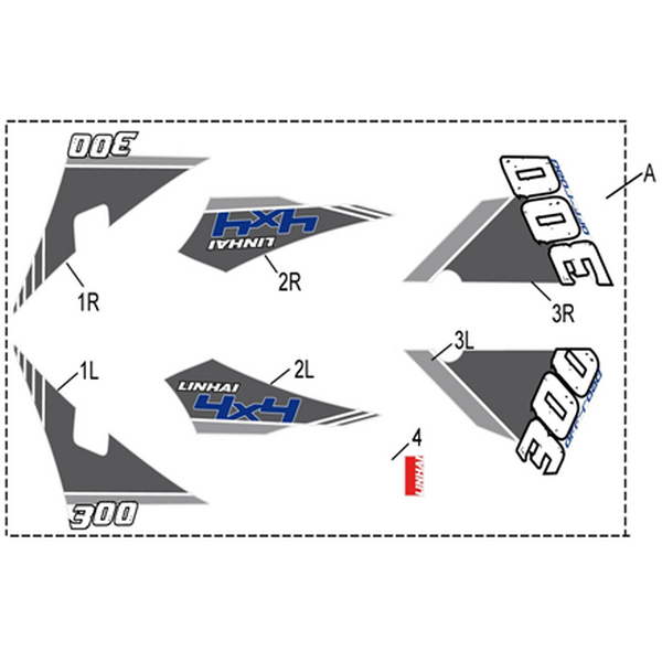 Linhai COMPLETE STICKER SET - LINHAI LOGO ( WHITE PLASTIC) 300