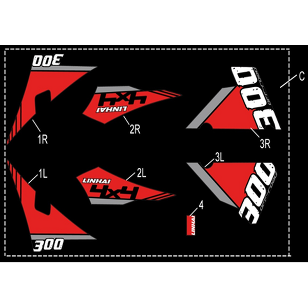 Linhai COMPLETE STICKER SET - LINHAI LOGO (BLACK PLASTIC) 300