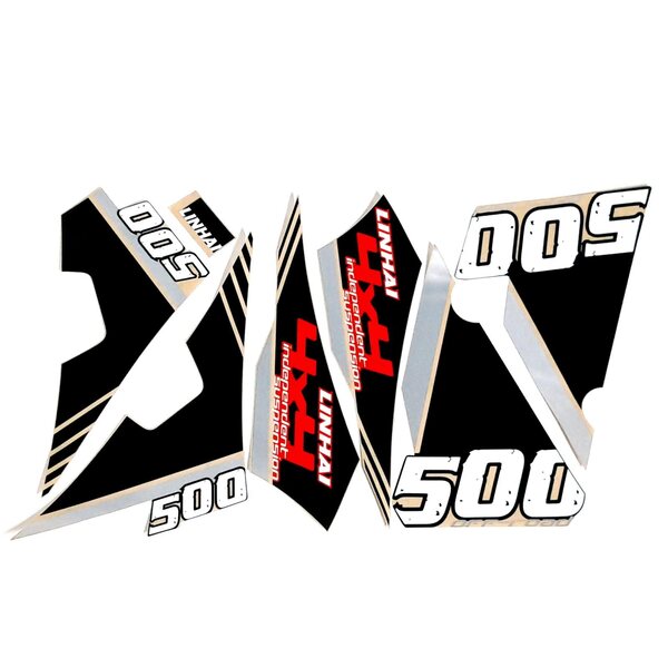 Linhai COMPLETE STICKER SET - LINHAI LOGO (RED PLASTIC) 500