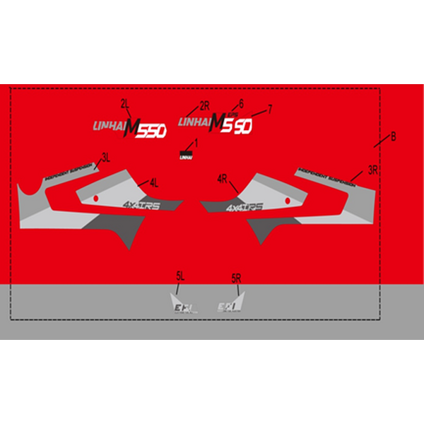 Linhai COMPLETE STICKER SET - LINHAI LOGO (RED PLASTIC) M550