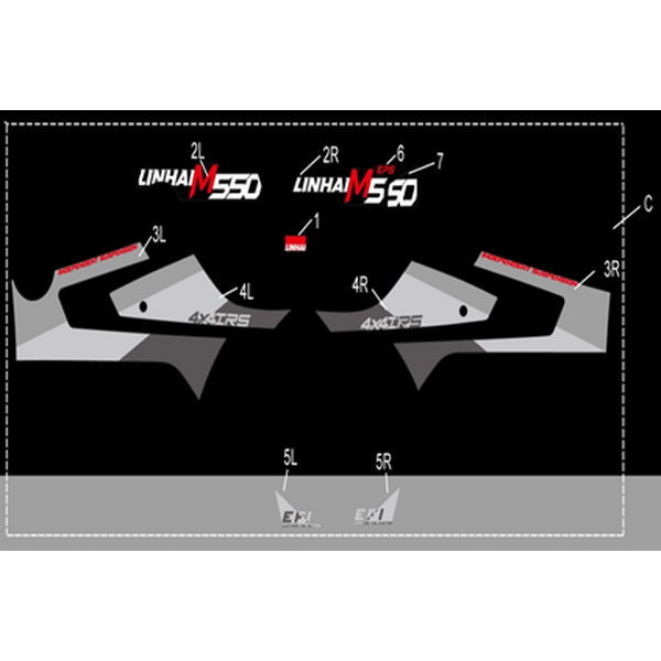 Linhai COMPLETE STICKER SET - LINHAI LOGO (BLACK PLASTIC) M550