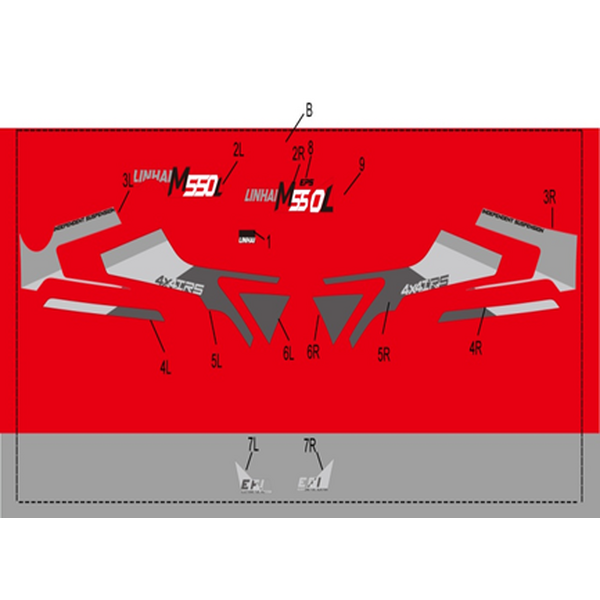 Linhai COMPLETE STICKER SET - LINHAI LOGO (RED PLASTIC) M550L