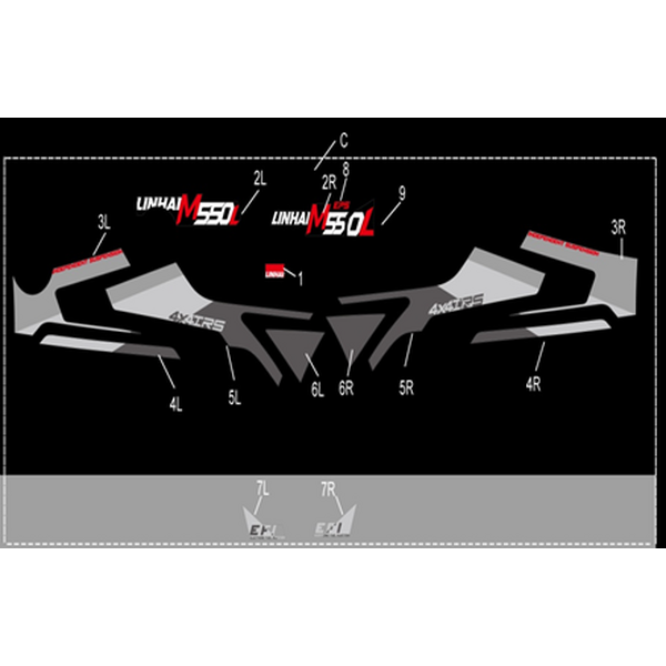 Linhai COMPLETE STICKER SET - LINHAI LOGO (BLACK PLASTIC) M550L