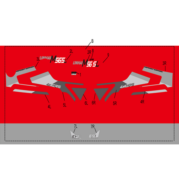 Linhai COMPLETE STICKER SET - LINHAI LOGO (RED PLASTIC) M565Li