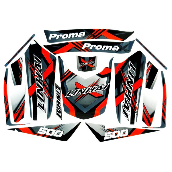 Linhai COMPLETE STICKER SET - LINHAI LOGO ( BLACK OR RED PLASTIC) 500 PROMAX