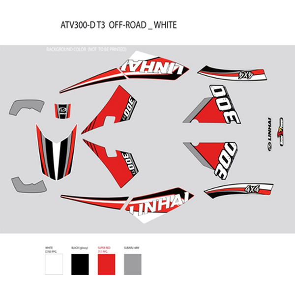 Linhai COMPLETE STICKER SET - LINHAI LOGO (WHITE PLASTIC) 300