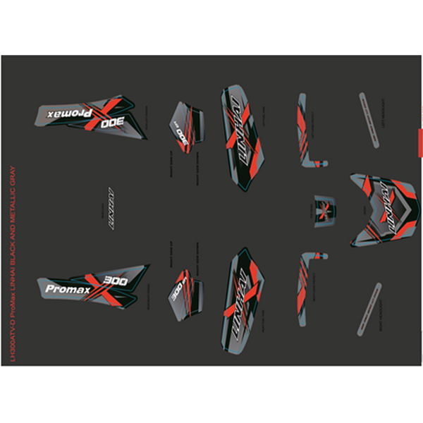 Linhai COMPLETE STICKER SET - LINHAI LOGO (BLACK OR GREY PLASTIC) 300