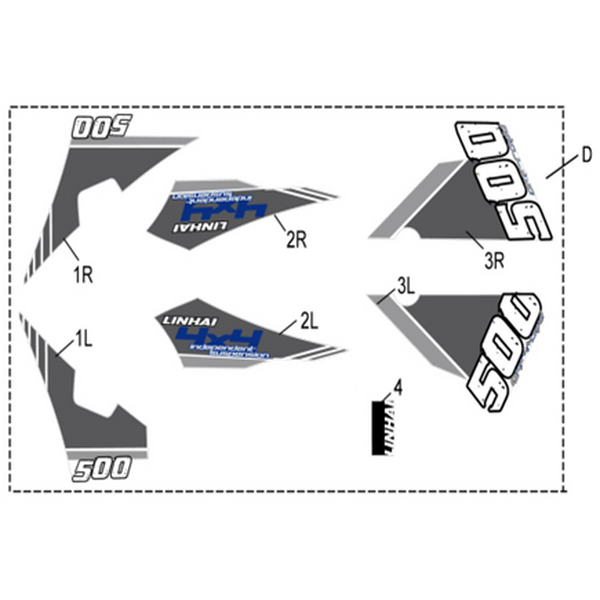 Linhai COMPLETE STICKER SET - LINHAI LOGO (BLUE AND OR ORANGE PLASTIC)