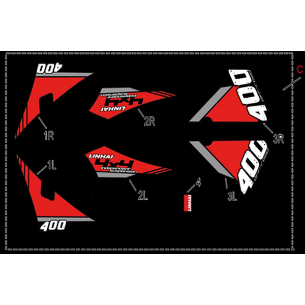 Linhai COMPLETE STICKER SET - LINHAI LOGO (BLACK PLASTIC) 400
