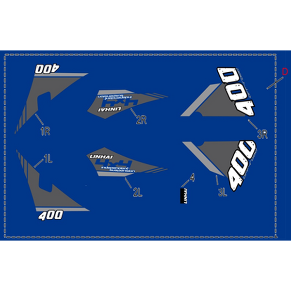 Linhai COMPLETE STICKER SET - LINHAI LOGO (BLUE PLASTIC) 400