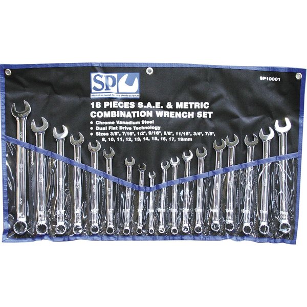 18pc Metric/SAE Combination Wrench/Spanner Set