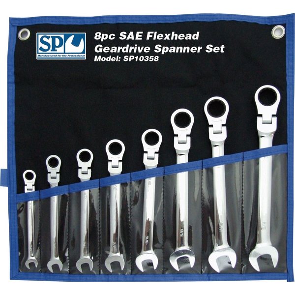 8pc Flexhead SAE Geardrive Spanner Set