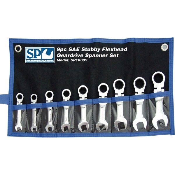 9pc Stubby Flexhead SAE Geardrive Wrench/Spanner Set