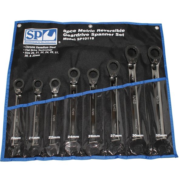 Metric 15° 8pc Offset Reversible Geardrive Wrench/Spanner Set
