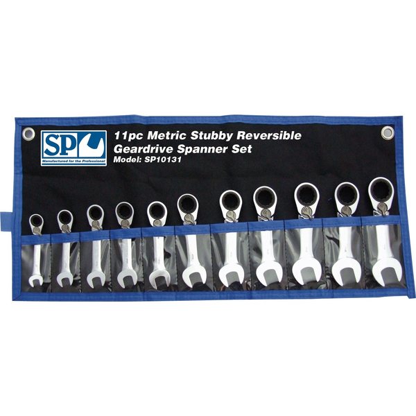 11pc Stubby Metric 15° Offset Reversible Geardrive Wrench/Spanner Set